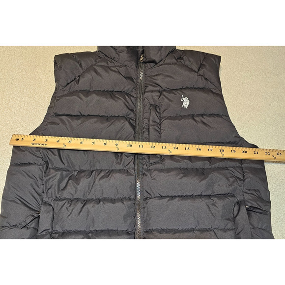 U.S. Polo Assn. Men’s Black Puffer Vest Size M Full Zip Quilted Sleeveless Jacke - Picture 6 of 11